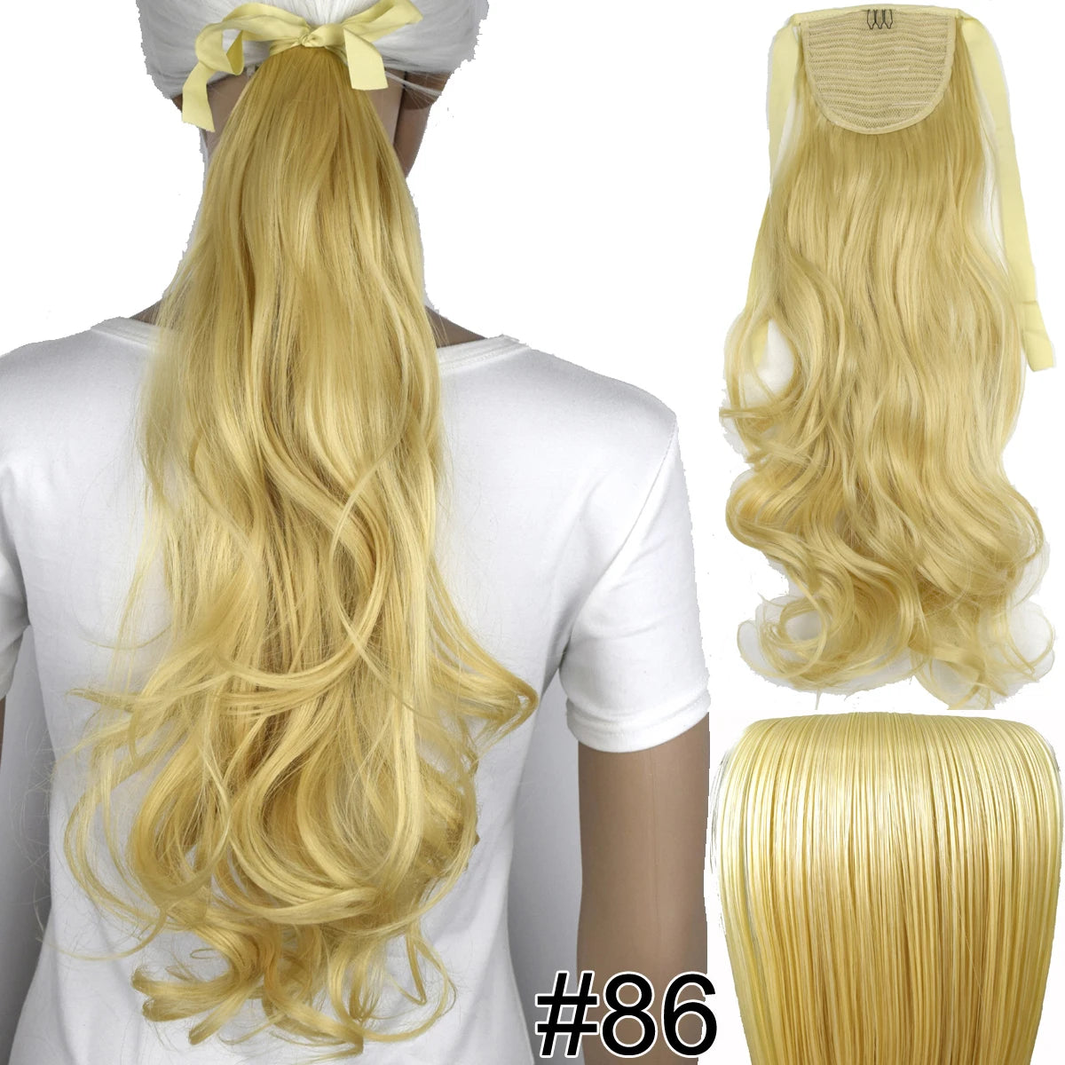 TOPREETY  Synthetic Hair Fiber Heat Resistant Wavy Ribbon Clip in Ponytail Extensions 1008