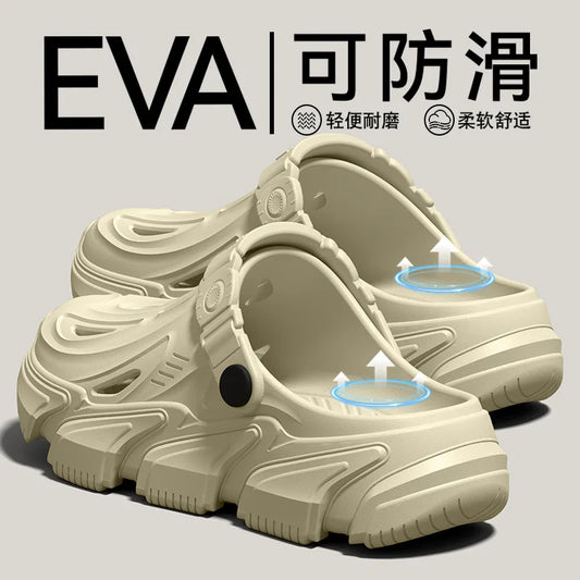 Thick soled perforated shoes for men, 2026 new model for home use, anti slip, wear-resistant, breathable and not tiring