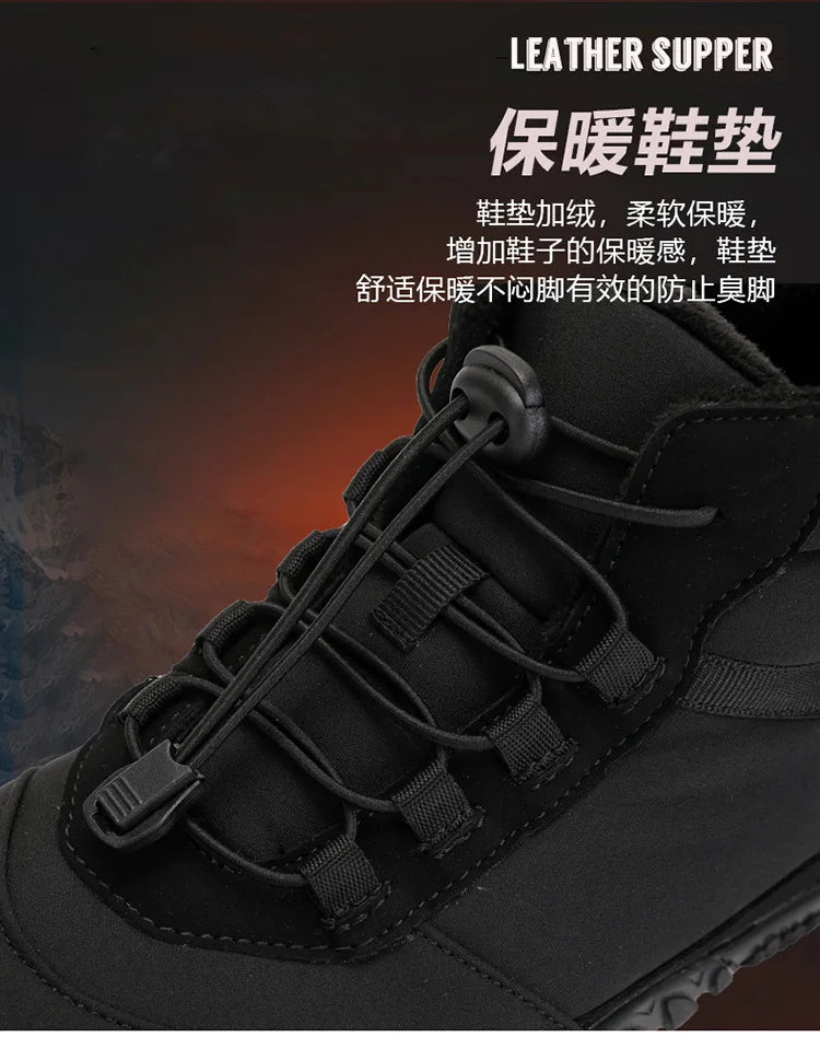 Snow Boots Women Men Sneakers Barefoot Waterproof Winter Warm Running Shoes Non-Slip High-top Padded Hiking Ankle Shoes 2024
