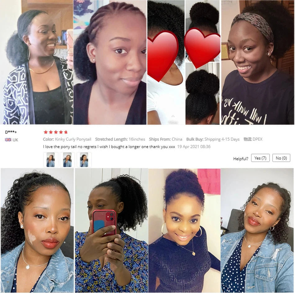 16A Curly Ponytail Extensions Deep Wave Drawstring Ponytail For Women Human Hair With Clip In Thick Ponytail Hair Natural #1B