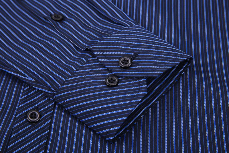 Quality Plus Size S To 8xl Formal Shirts for Men Striped Long Sleeved Non-iron Slim Fit Dress Shirts Twill Social Man's Clothing