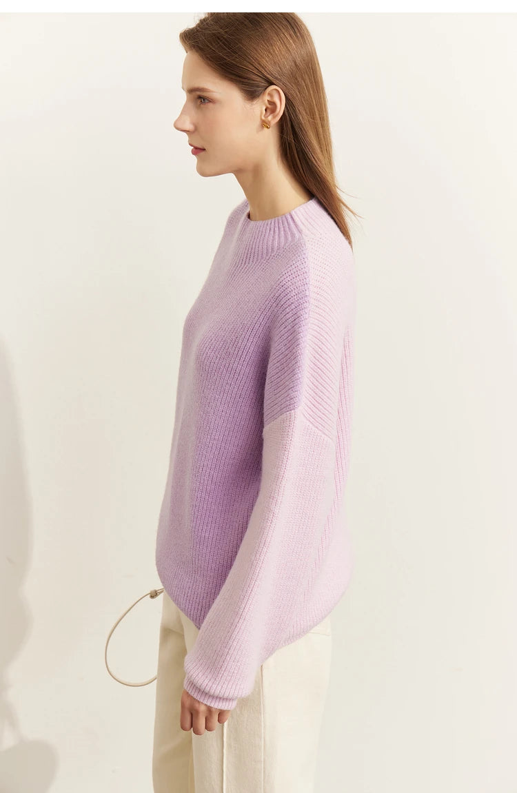 AMII Minimalism Sweaters Women 2024 Spring Street wear Spliced Knitted Top Drop Sleeve Loose Full Pullovers Sweaters 12344144