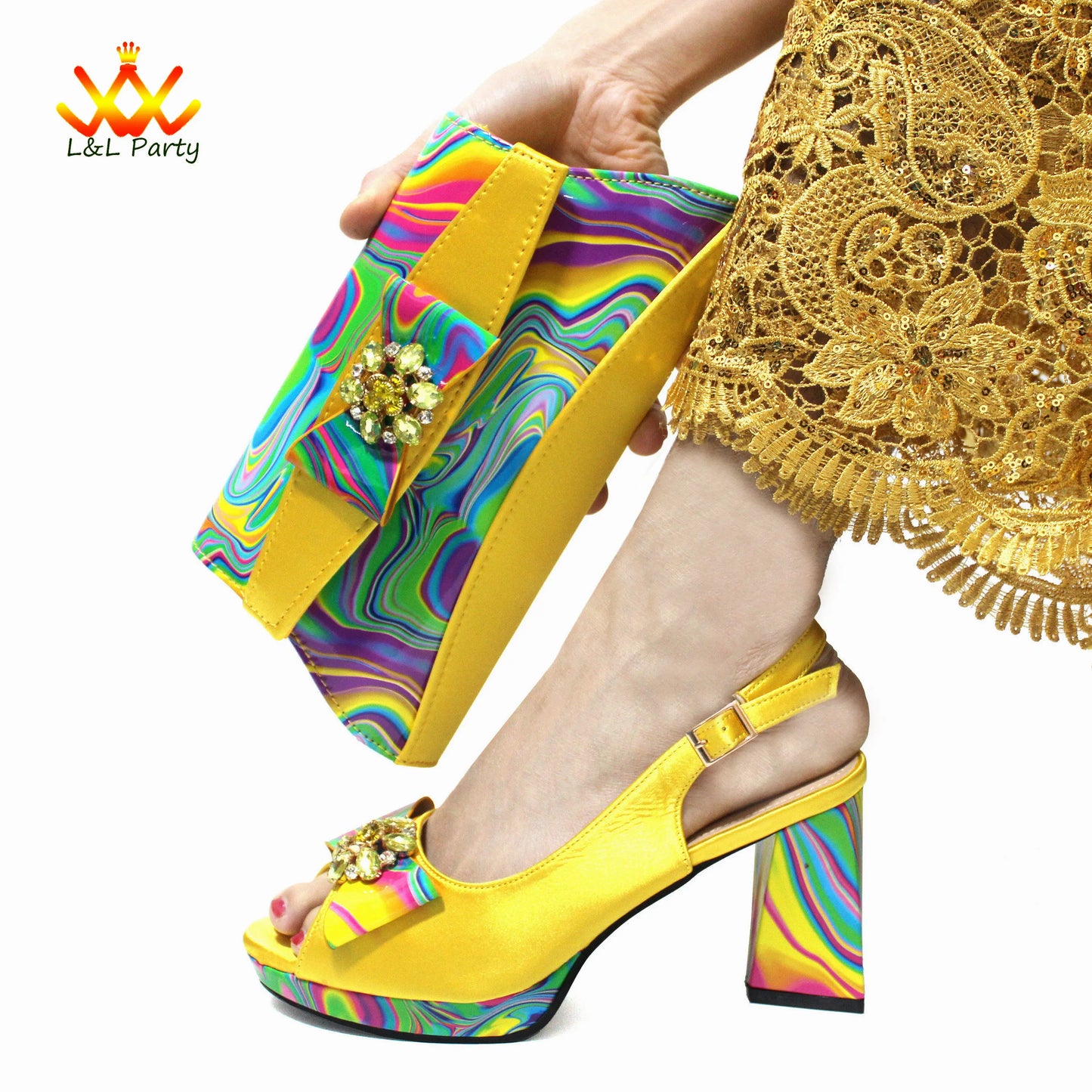 Coffee Color INS Hot Sale New Arrivals 2024 Italian Design Shoes Matching Bag Set Super High Heels Pumps for Garden Party