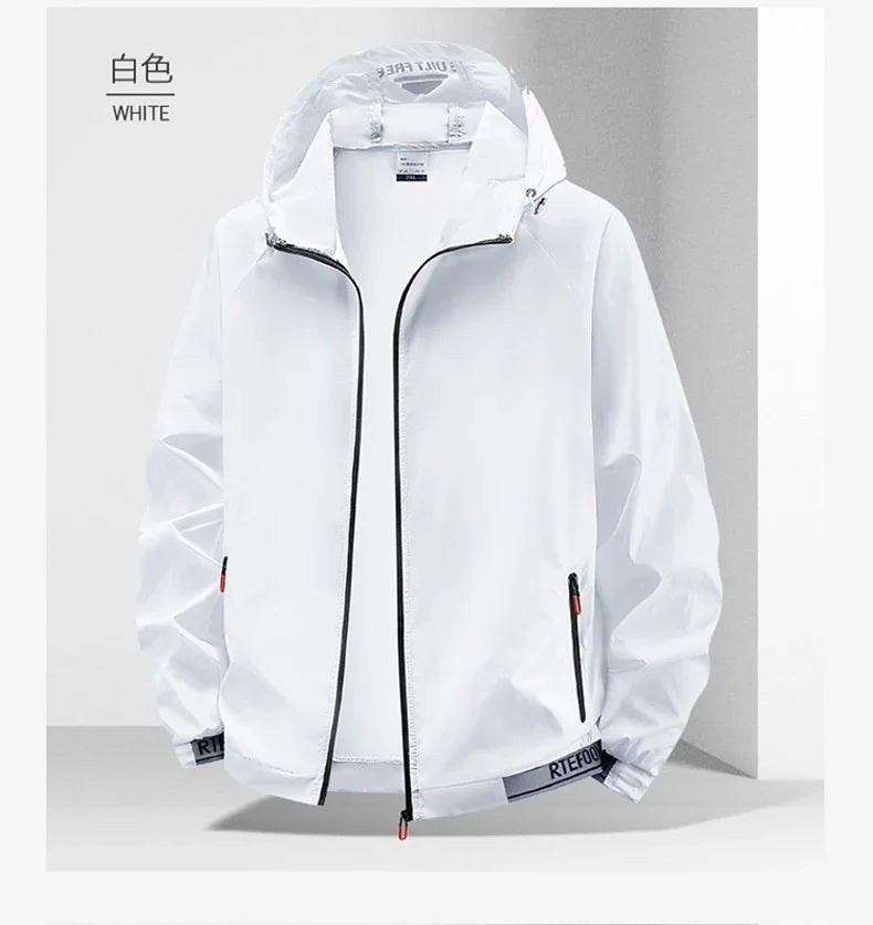 Outdoor Lightweight Hiking Jackets Men Fishing Cycling Hooded Gym Sports Running Coat Summer Sun-Protective Jacket Men Clothing