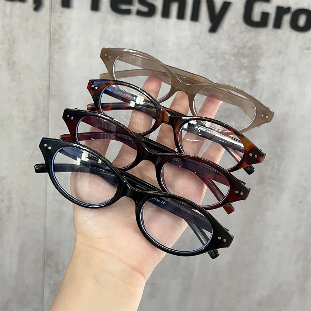 Y2K Retro Oval Frame Glasses Women Leopard Ins Sweet Cool Eyewear Trend Brand Reading Computer Anti Blue Light Eyeglasses BAZAARHUBO