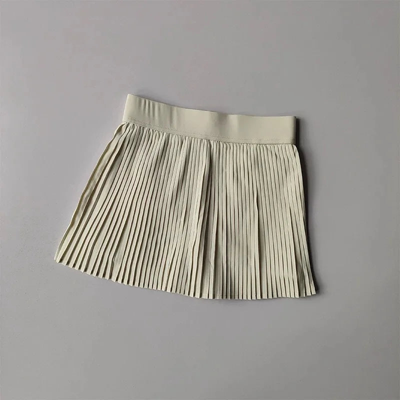 Women's fitness pants skirt, 2025 new accordion pleated design fake two-piece anti light leakage