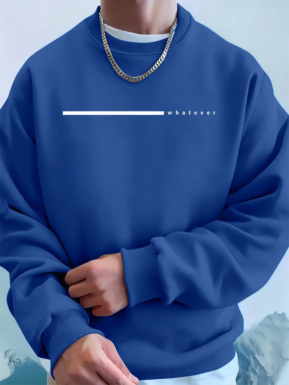 Simple Whatever Letter Printed Men'S Sweatshirt Winter Loose Hoodie Sports Crewneck Fleece Warm Sportswears Basics Men Clothes BAZAARHUBO