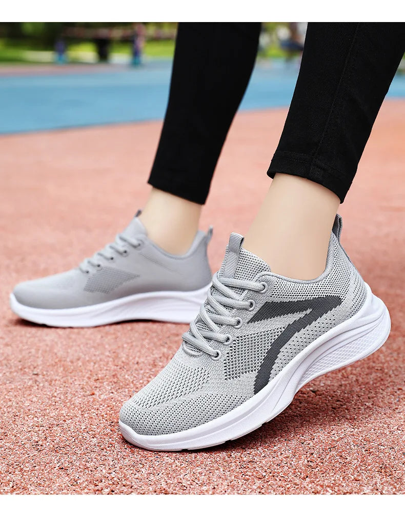 Women Casual Sport Shoes Breathable Lightweight Sneakers Outdoor Mesh Black Running Shoes Athletic Jogging Tenis Walking Shoes