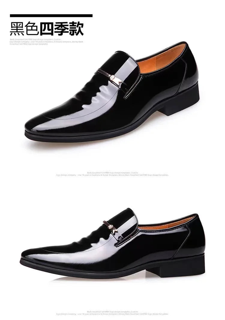 Luxury Business Oxford Leather Shoes Men's Breathable Patent Leather Formal Shoes Plus Size Mans Office Wedding Flats Male Black
