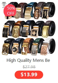 High Quality Mens Belts Black Brown Blue White Green Leather Straps Casual Gold Automatic Buckles Waistband Belt for Men Wedding BAZAARHUBO