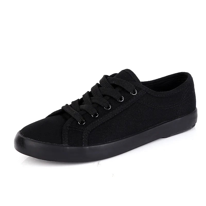 Unisex White Canvas Shoes Casual Summer Vulcanized Shoes Lace-up Students Cloth Shoe Women's Flats Sneakers Women Board Shoes