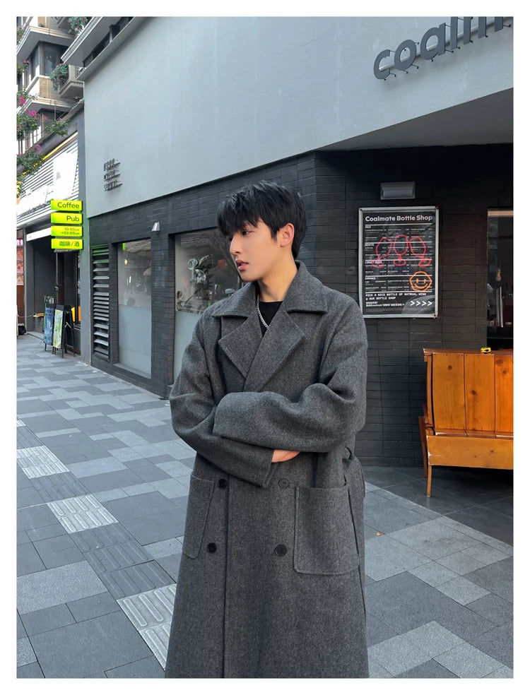 Long Coats Men chamarras para hombre Woolen Jackets winter coat men Trench Male Vintage Loose Heavy Jackets Men Leisure Overcoat