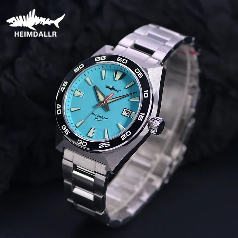 Heimdallr Monster Diver Watches NH35 Automatic Mechanical Frost Blue Dial Sapphire Crystal 200m Waterproof Luminous Men Watches