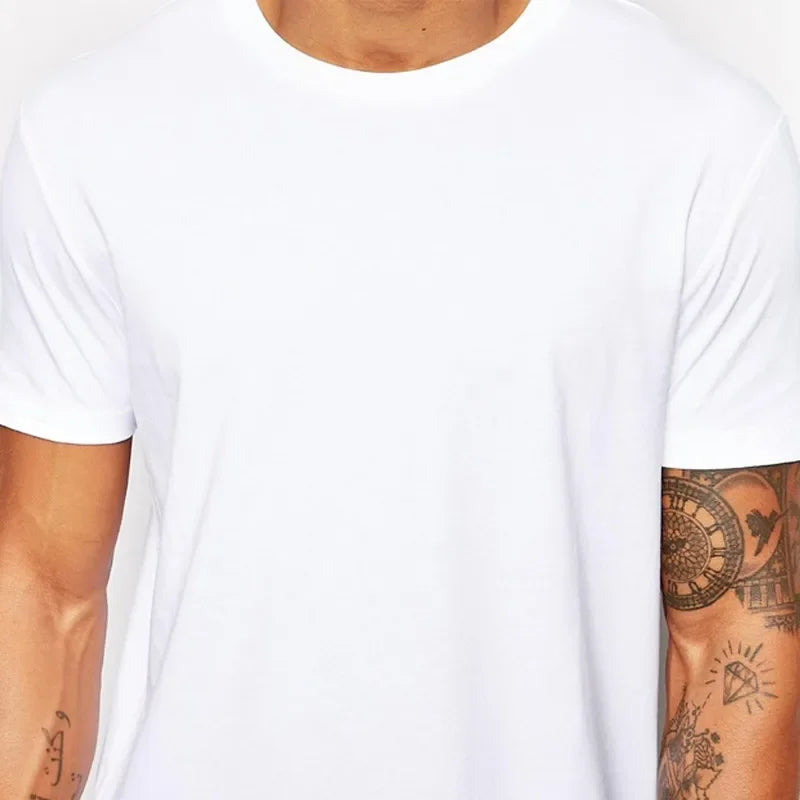 2026 Brand Men's Cotton Clothing White Long T Shirt Hip Hop Men T-Shirt Extra Long Length Man Tops Tee Long Line Tshirt For Male