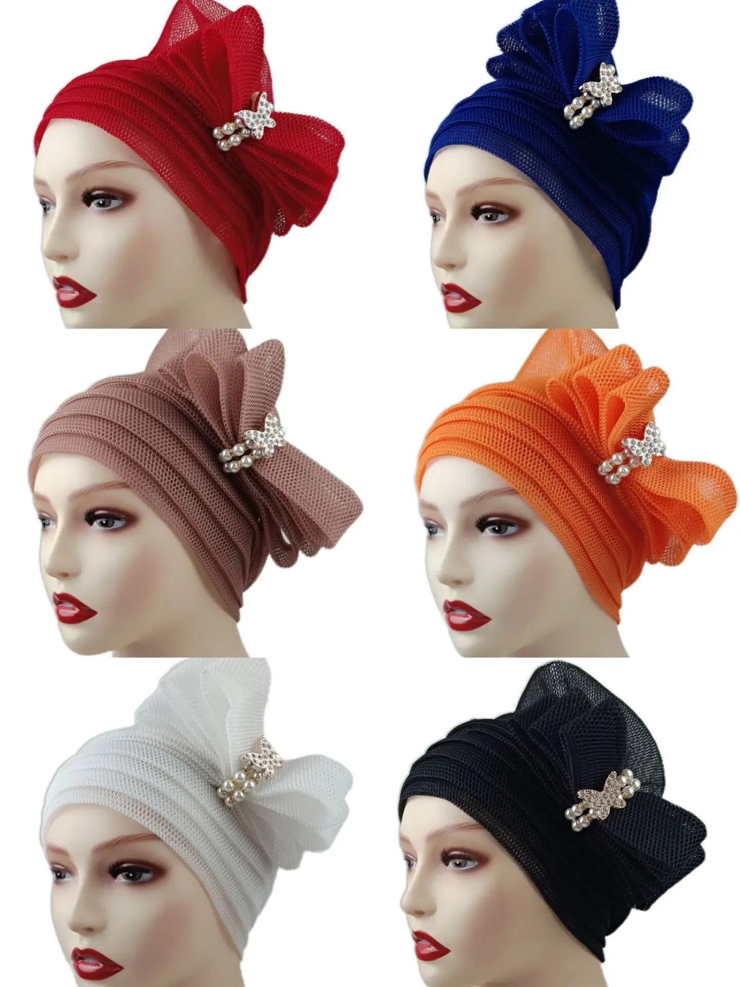 Summer African Headtie African Women Fashion Style Solid Color Headtie African Caps Hats