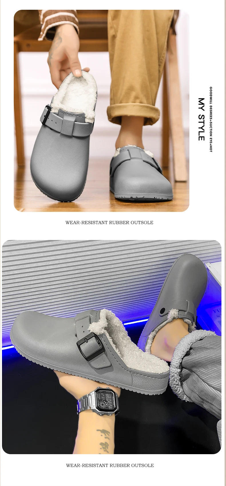 Winter Men Slippers Keep Warm Men Cotton Shoes with Fur Couple Home Slides Waterproof Flat Casual Shoes Indoor Outdoor Slippers
