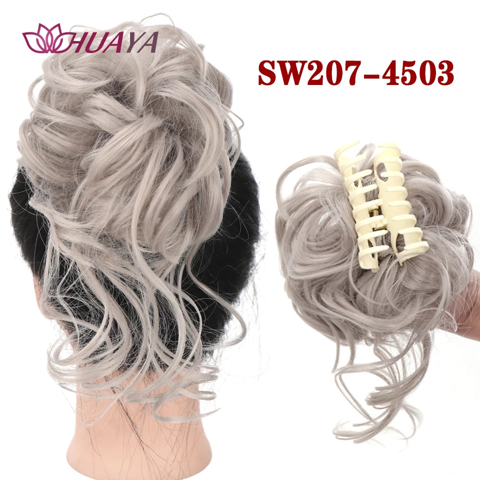 Synthetic Hair Bun Chignon for Women Messy Bun Hair Piece Tousled Updo Hair Extensions With Claw Clip Curly Hairpins Black Brown