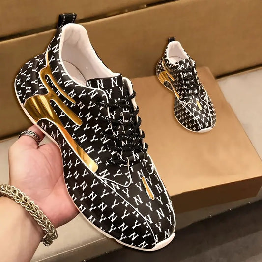 Brand Men Sneakers Fashion Print Casual Shoes Men Breathable Lace Up Running Shoes Luxury High Quality Men Sport Shoes 2026 New