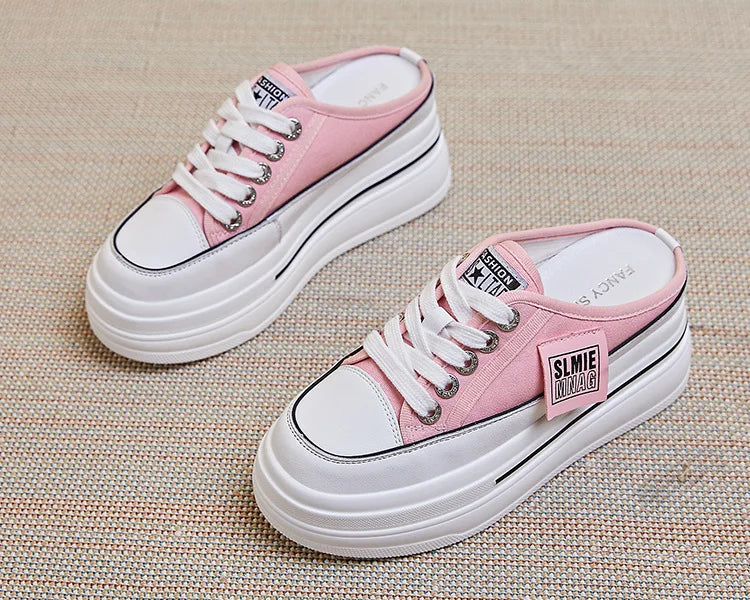 Fujin flip flops women 7.5cm Platform Slippers Denim Chunky Sneaker Casual Comfy Breathable Summer Shoes Women's slippers