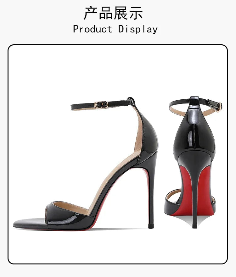 Summer new nude high heels for women, slim heels, stunning princess style, one button sandals with skirt 33-46
