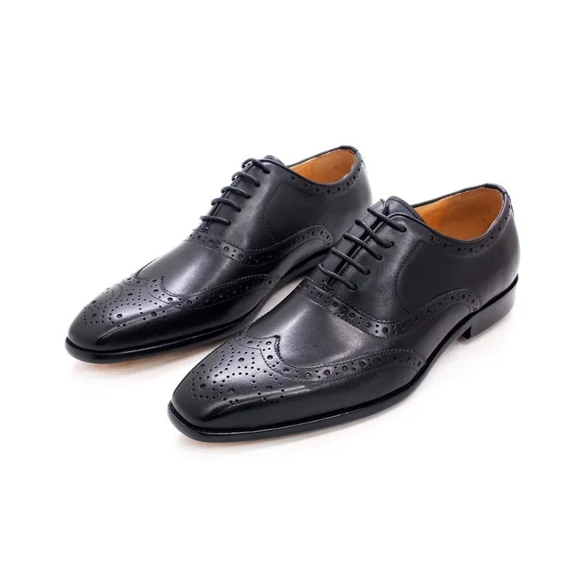 Noble Purple Handmade Mens Brogue Carved Leather Shoes Genuine Leather Men's Dress Shoes Classic Business Formal Shoes for Men