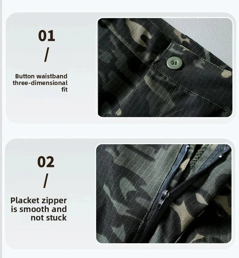 Water-Resistant Tactical Work Pants for Men Multiple Pockets Outdoor Military Fans Casual Pants Spring Autumn American Style