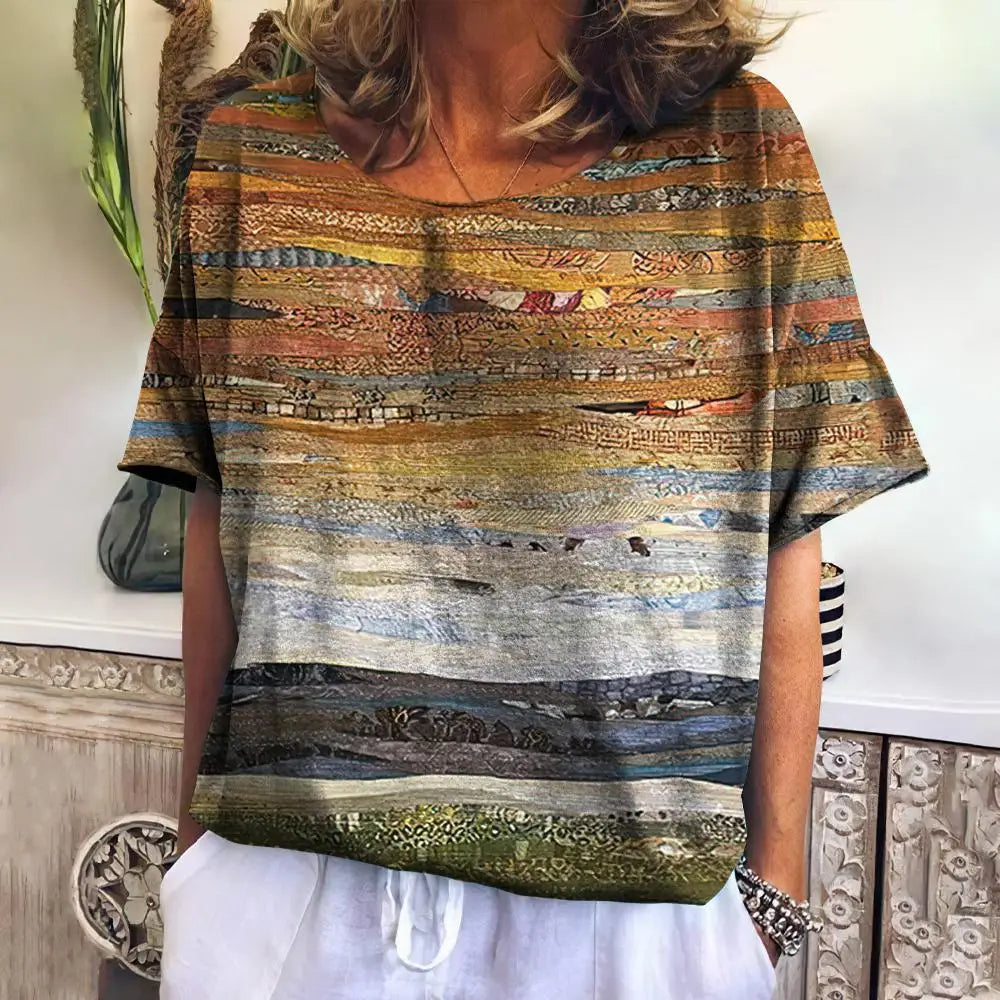 Summer Plaid T Shirt For Women O Neck Casual Sweatshirt New Tees Harajuku Clothing Loose Short Sleeve Blouse Female Fashion Tops
