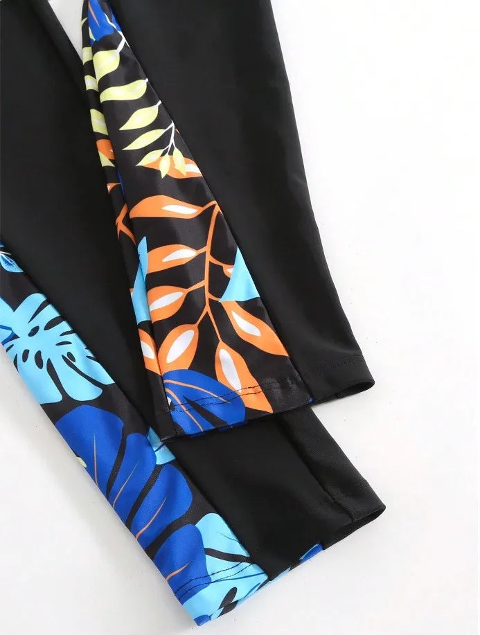 Burkini Femmes Swimwear Long Sleeve Black Tunic Swimsuit Full Leggings Front Zipper Swimming Suit Sun Protection Two Piece