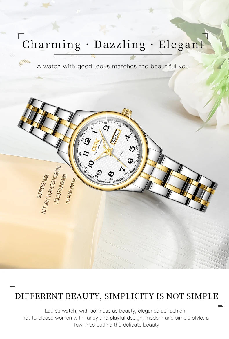 OPK 8110 Classic Quartz Watch Waterproof Watch for Women Stainless steel Luxury Brand Ladies' Watch Reloj Mujer