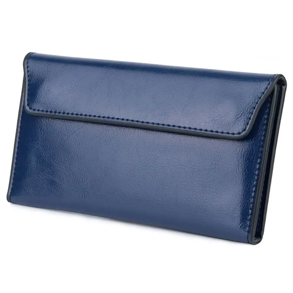 Slim Genuine Leather Women Long Wallet Large Capacity Female Coin Purse Portable Clutch Bag Cowhide Wallet for Women