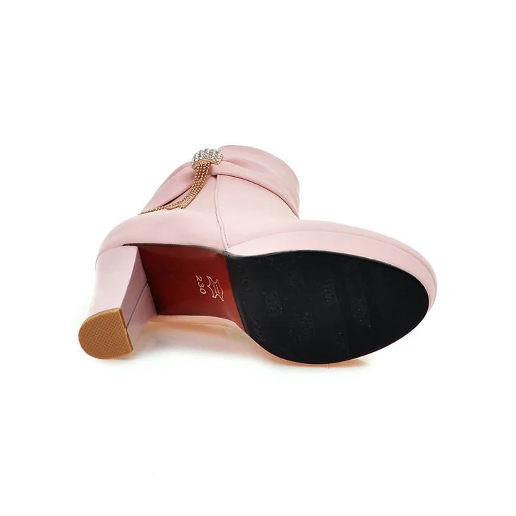 Brand Ankle Boots For Women Platform Fashion High Heel Short Boot Large Size Zipper Autumn Winter Black White Pink Women Shoes