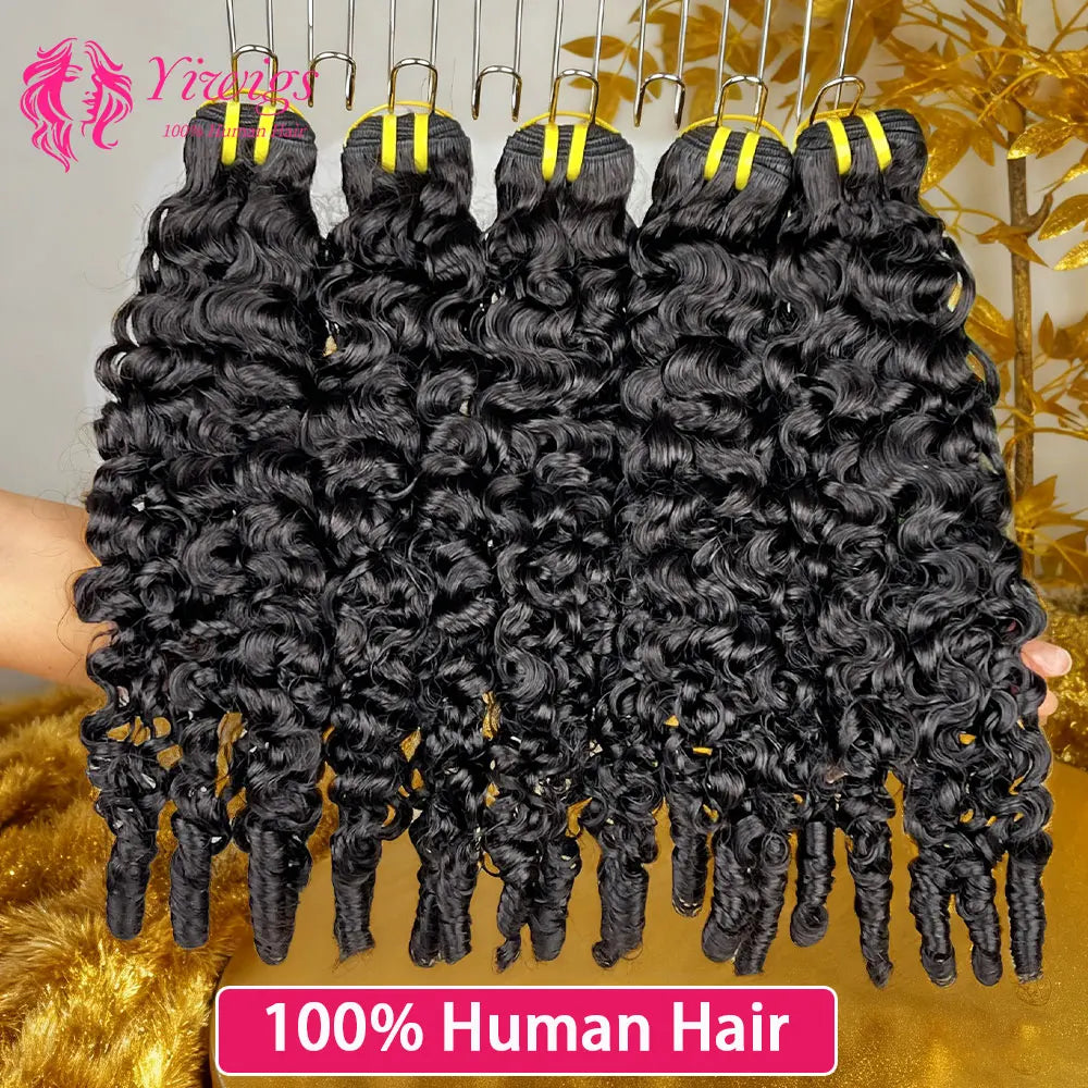 Burmese Curly Bundles Human Hair Extensions Burmese Pixie Curls Raw Hair 100% Human Hair Bundles Weave 1/3/4Pcs Full End