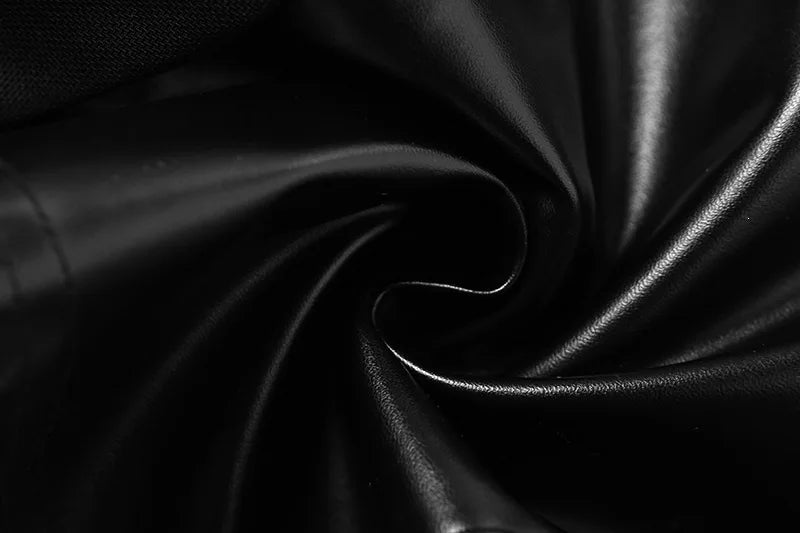 Punk Style PU Leather Pants Gothic Black Lace-paneled Trouser Sexy High-waisted Slim Flared Pants 2026 Summer Women's Clothing