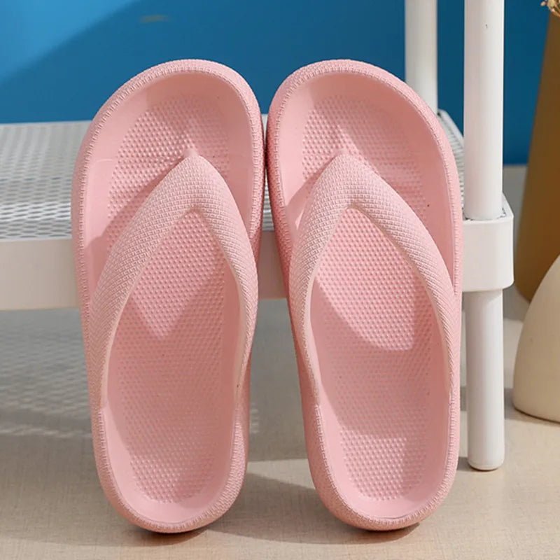 Rimocy Soft Sole EVA Women's Flip Flops 2025 Summer Beach Non-slip Cloud Slippers Women Thick Platform Clip Toe Bathroom Slides