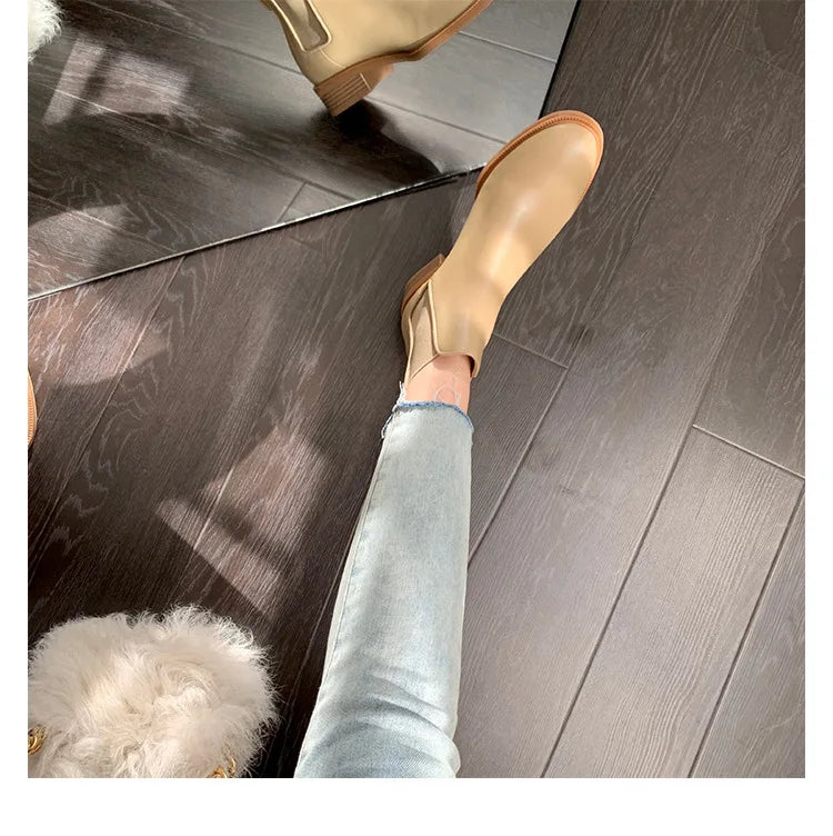 2026 Autumn/Winter Ankle Boots Women Basic Chelsea Botas Mujer Low Thick Heels Short Booties PU Leather Slip On Stretch Botines