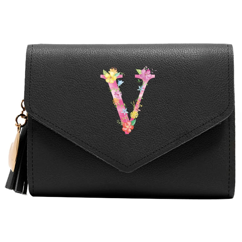 Purse Female Mini Wallet Cute Purse Pink Letter Pattern Slim Wallet RFID Blocking Credit Card Holder Coin Pocket ID Window