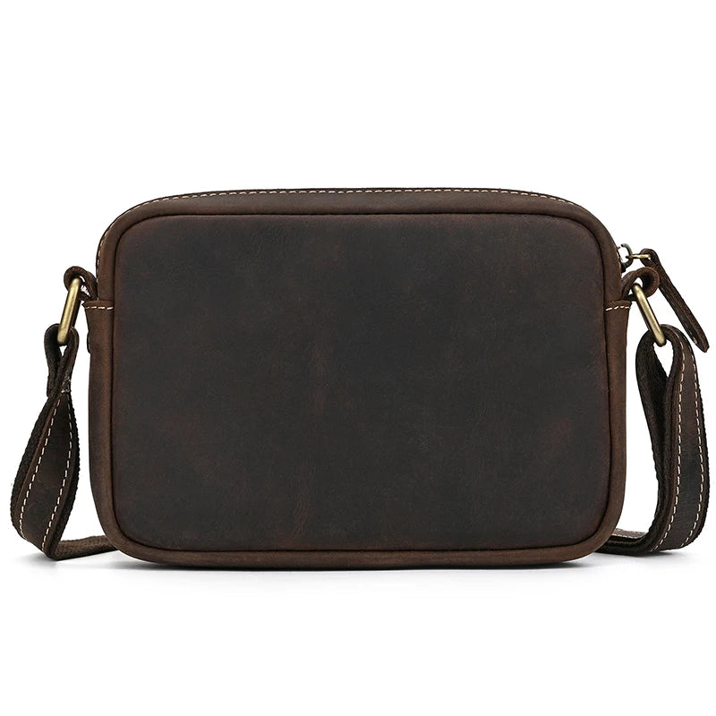 Crazy Horse Leather Messenger Bag Men's Leather Shoulder Bag For Mobile Phone Sling Bags For Men Woman Cross Body Bag