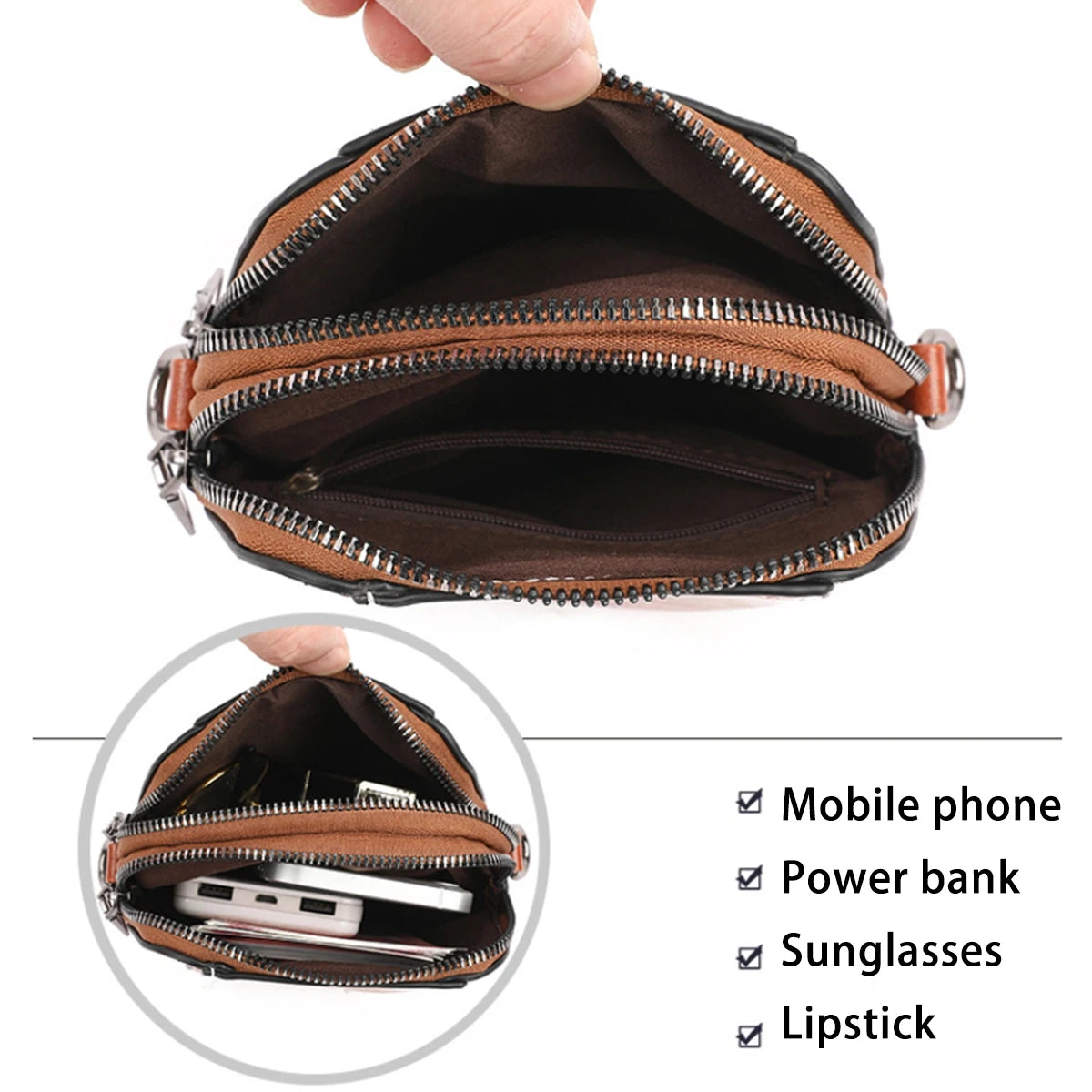Ladies' Fashionable Soft Leather Single-Shoulder Bag, Trendy Vertical Design Crossbody Bag, Portable Phone Storage Bag