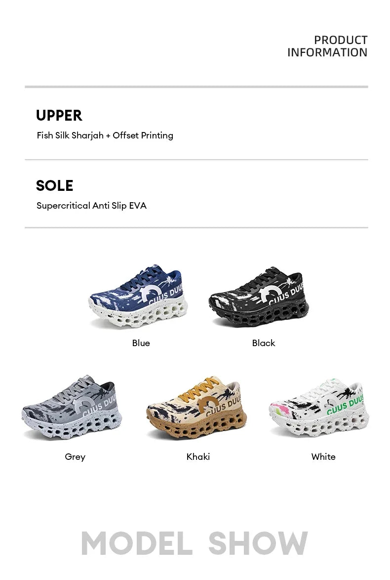 Running Shoes for Men Women Hollow Perforated Cushion Shock Absorbing Outdoor Hiking Sneakers Casual Chunky Walking Trainers