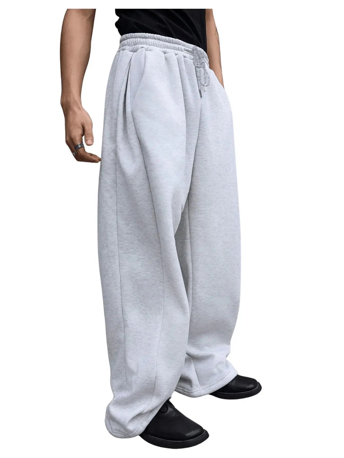 Men's wide leg sweatpants waist drawstring pants straight leg loose pants casual pants Mountaineering pants Jogger Sweatpants
