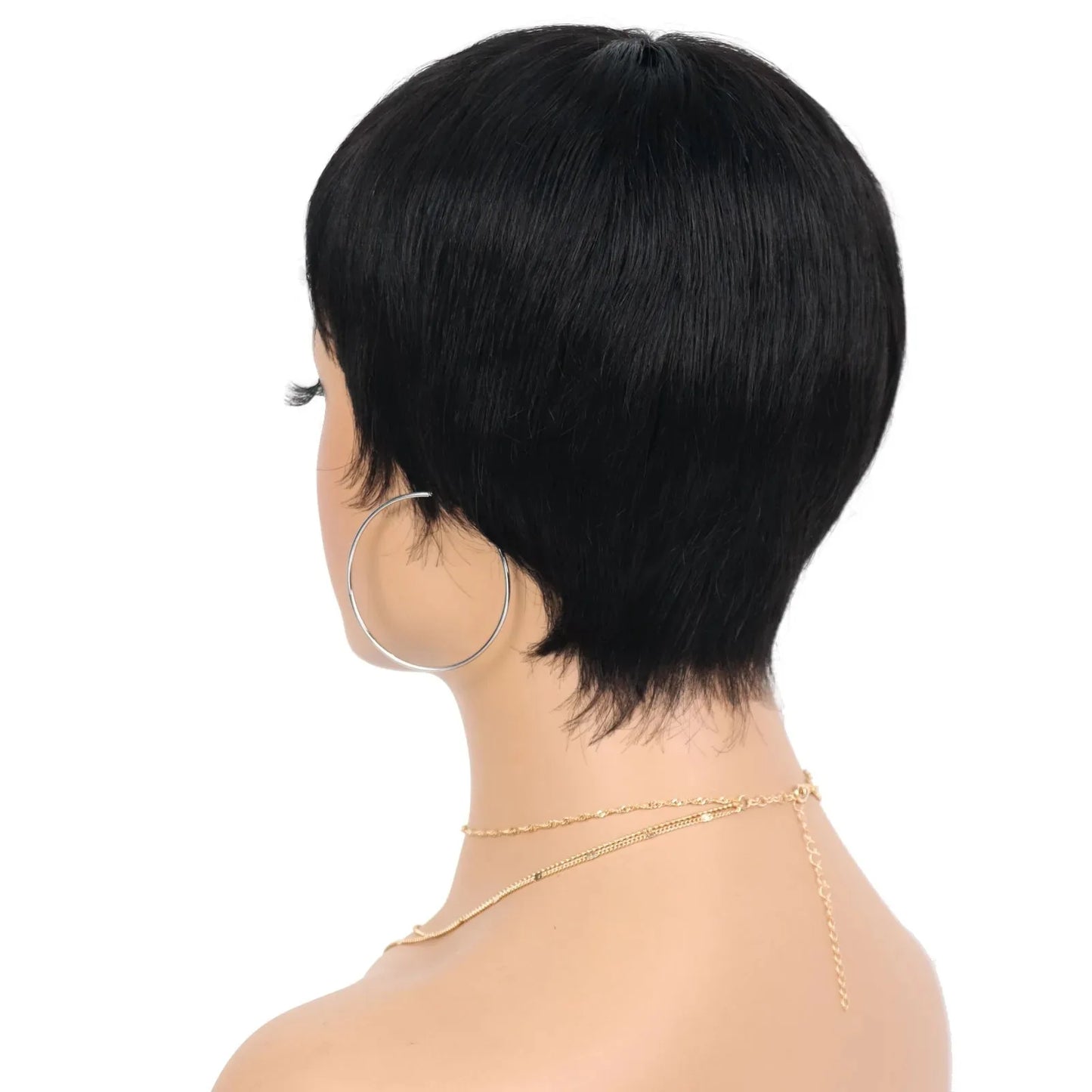 Pixie Cut Wig Human Hair Short Pixie Cut Wigs with Bangs for Black Women Straight Full Machine Made Natural Color
