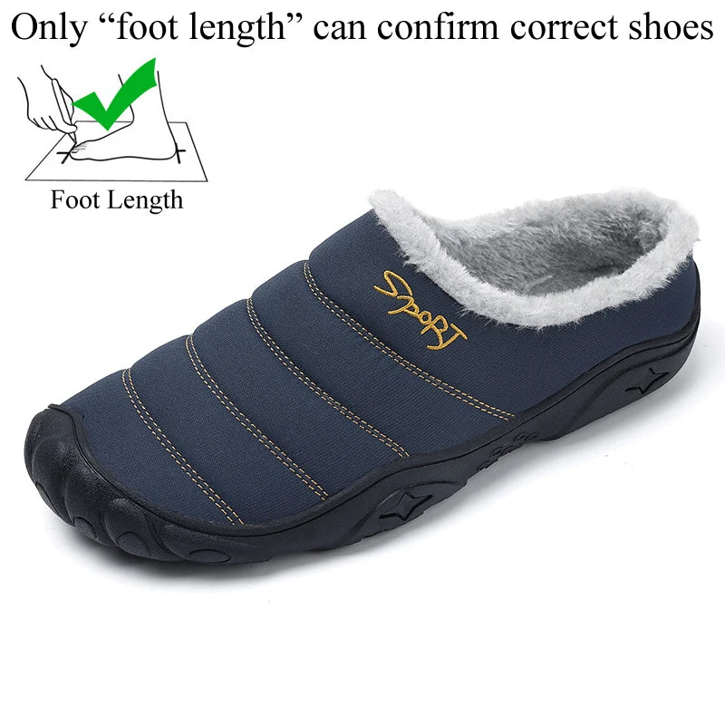 Winter Men Plus Size Leisure Indoor Plush Slippers Home Cotton Shoes Warm House Shoes Room Unisex Pantofole Peluche Invernali 48