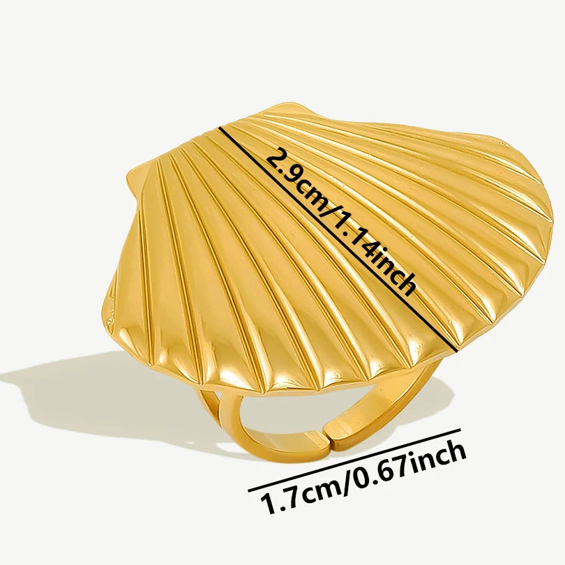 Fashion 5pcs/lot Marine Jewelry Sea Animals Conch Starfish Shell Rings Stainless Steel Rings Jellyfish Scallop Oceans Women Gift