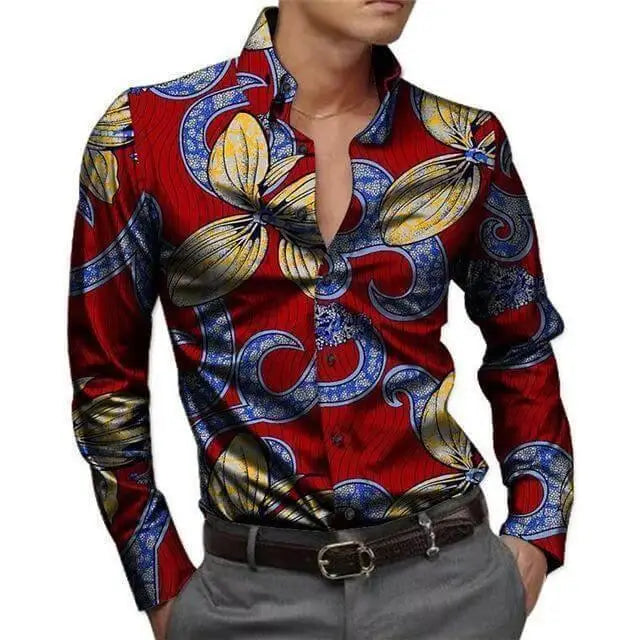 Fashion 3D African Pattern Shirt Casual Outdoor Street Men Shirt Simple Design Harajuku Men Long Sleeve Tops