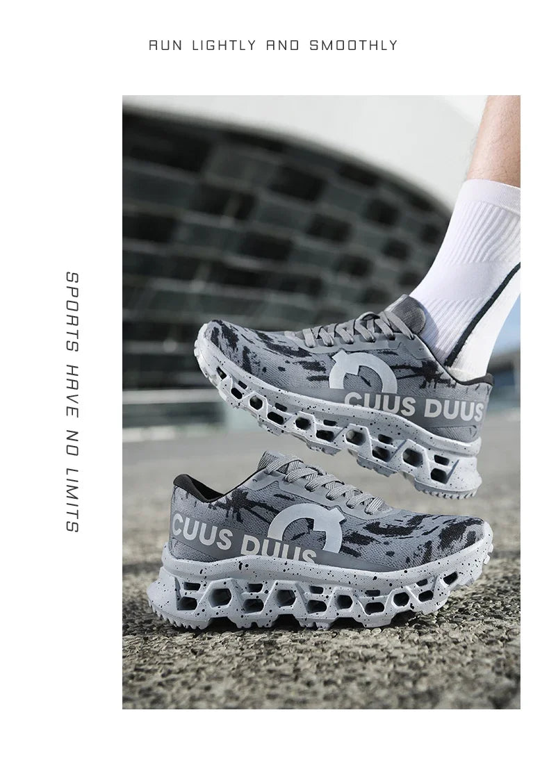 Running Shoes for Men Women Hollow Perforated Cushion Shock Absorbing Outdoor Hiking Sneakers Casual Chunky Walking Trainers