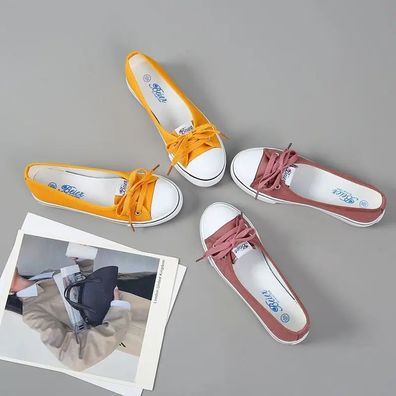 Red Women Footwear Flat Round Toe Black Canvas Ladies Shoes New Arrival 2025 Sale Cheap Vulcanized for Casual Urban 39 Walking A