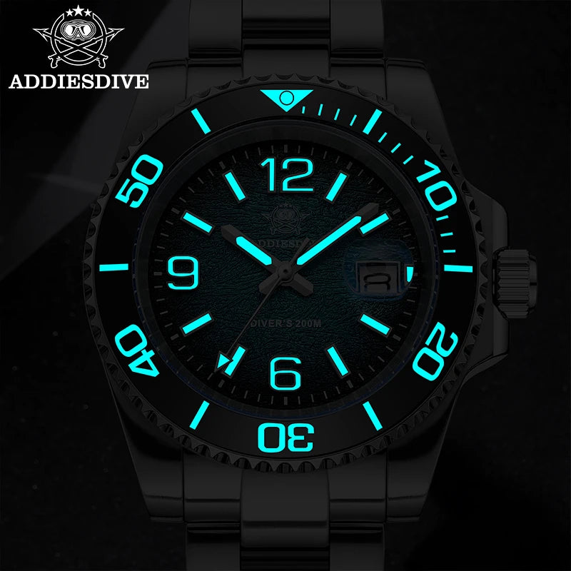 ADDIESDIVE 41mm Watches Japan 2115 Quartz Movement Luminous 200m Waterproof Dive Ceramic Bezel 316L Stainless Steel Man Watches