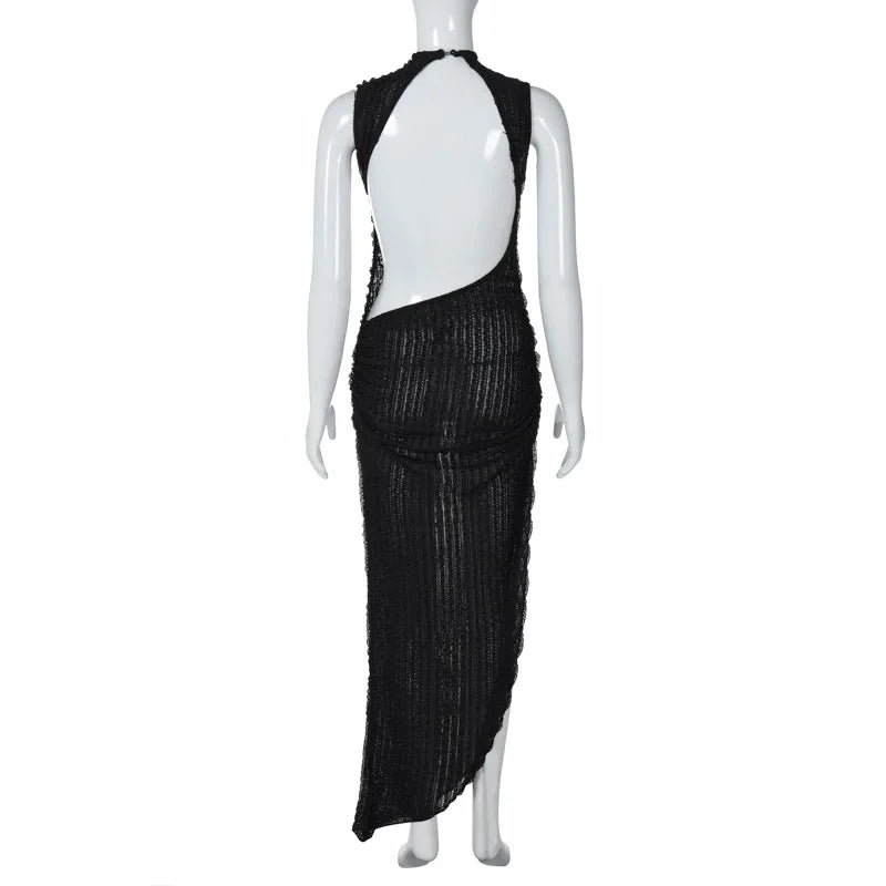 American Fashion INS Style Women's Top Women's Sexy Slim Fit Dress Summer Women's Hollow Out Sleeveless Dress