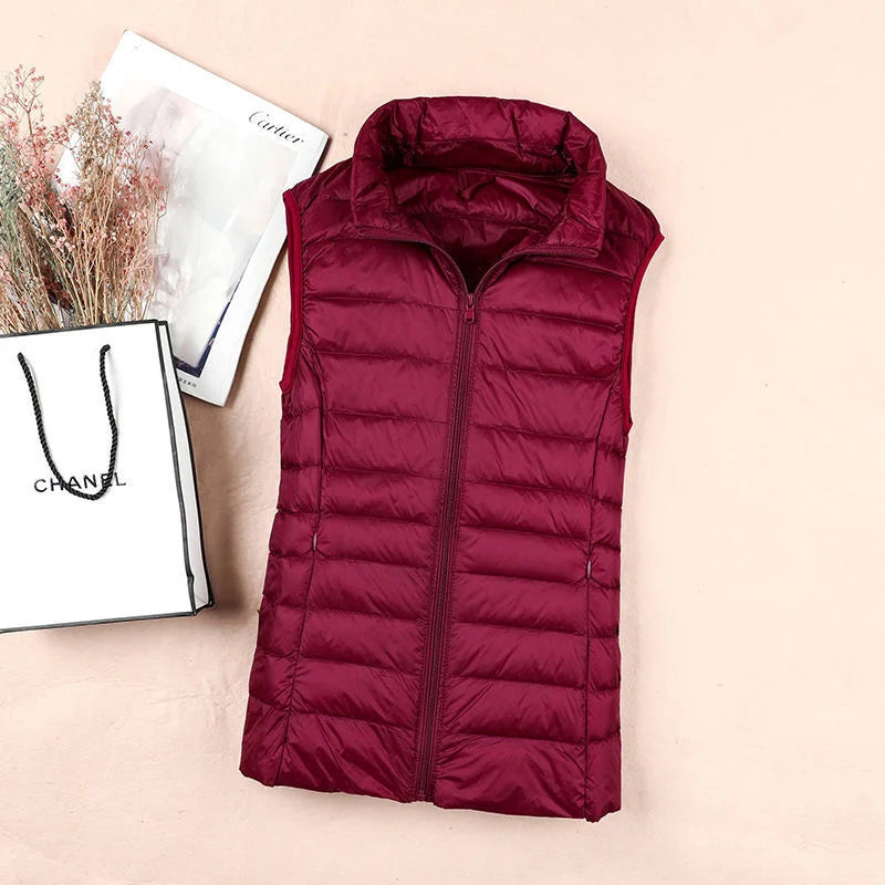 Ultralight Down Vest Women 2026 New Sleeveless Jacket Female White Duck Down Waistcoat Female Warm Puffer Jacket Outwear M-8XL