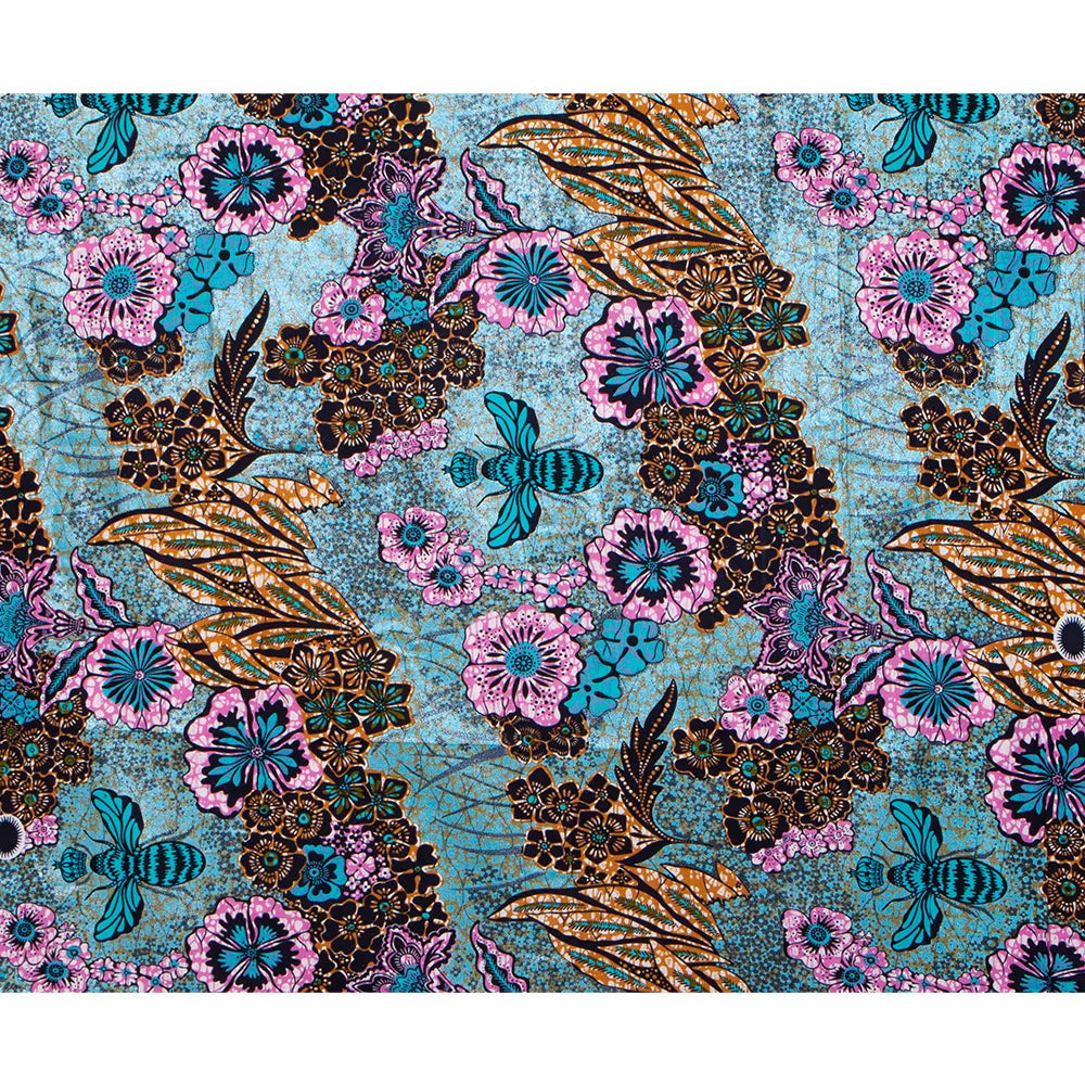 African Wax Print Fabric – 100% Cotton Ankara with Gold Foil Shimmer, 6 Yards/Roll, for Dresses, Headwraps & Fashion Garments